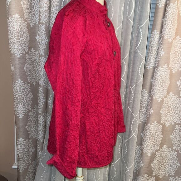 Chico’s Fuchsia High-Neck Blazer – Size 2 (12/14) – Loop Button Closure –RN79984 - Picture 3 of 7